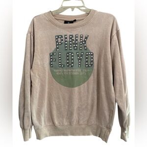 Pink Floyd Blush Graphic Studded Concert Crewneck Sweater Size Small